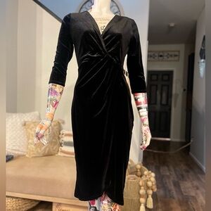 Elegant Black Velvet Wrap Dress